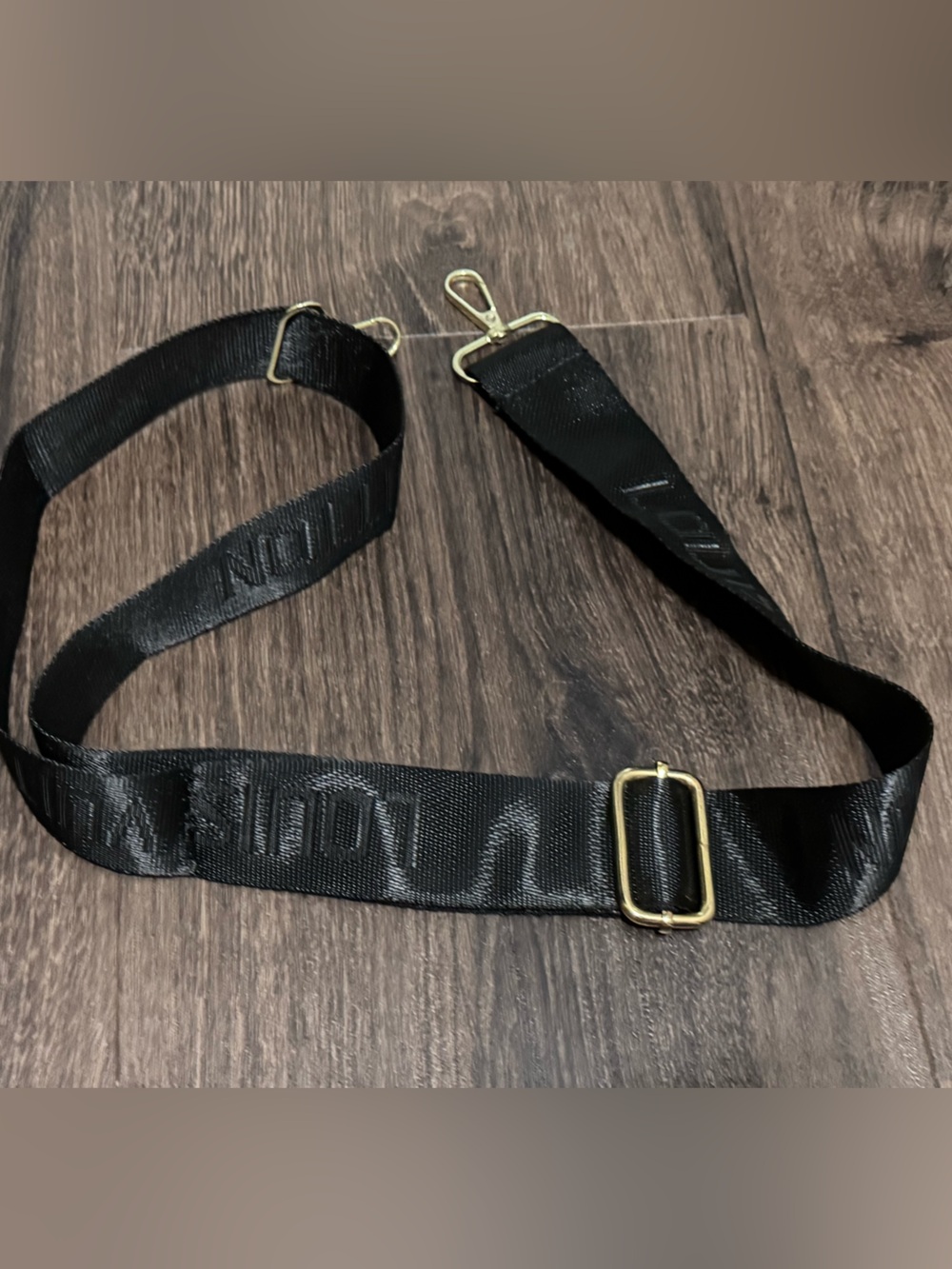 Louis Vuitton Black Adjustable Shoulder Strap with Gold Hardware